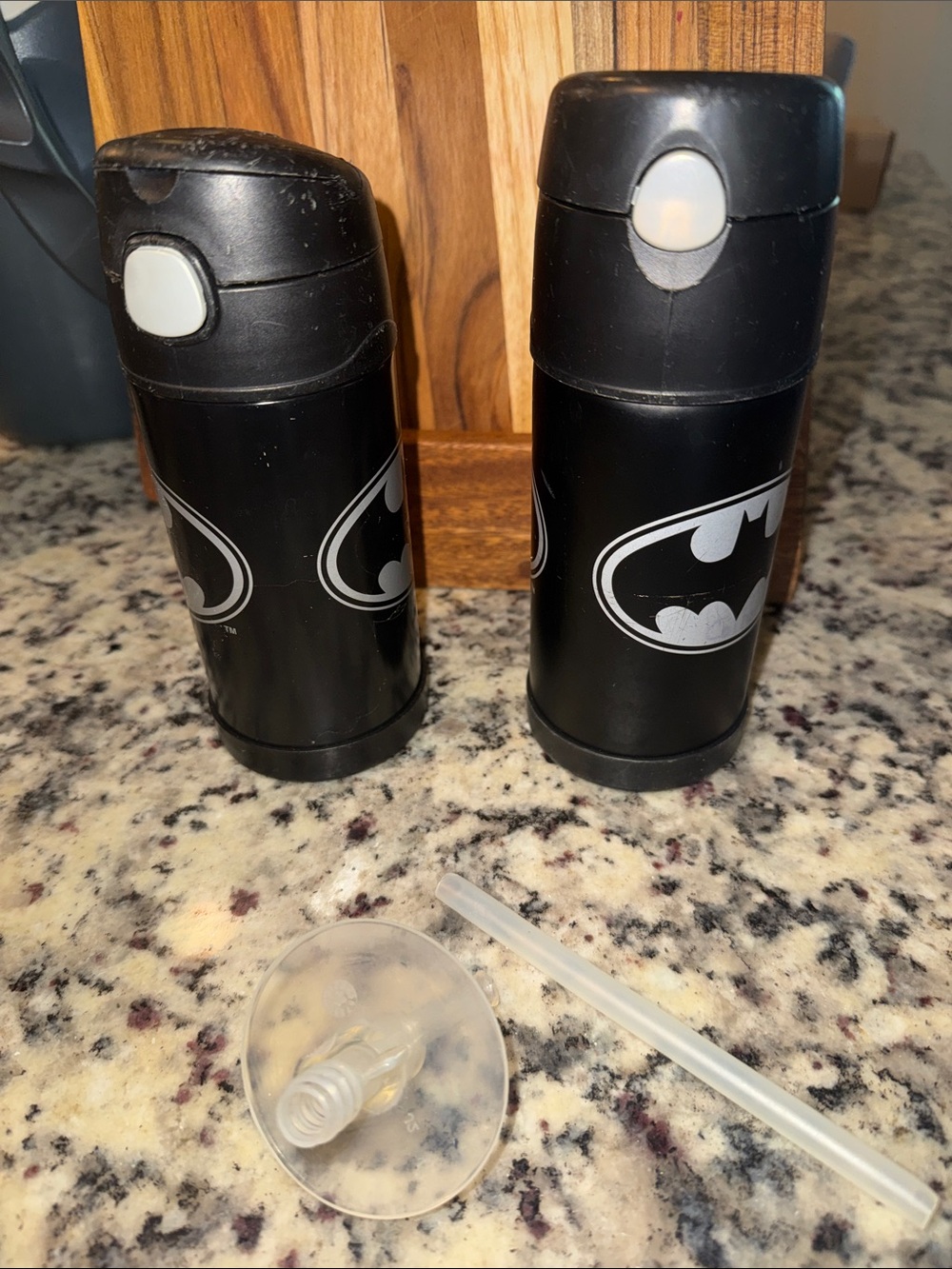 Batman Black Travel thermos cups Bottles with Gray Logo kids